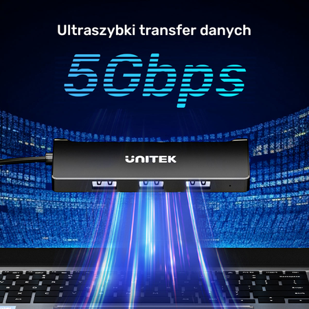 Unitek Hub USB-A 4 porty USB-A 5 Gbps (Y-3145C)