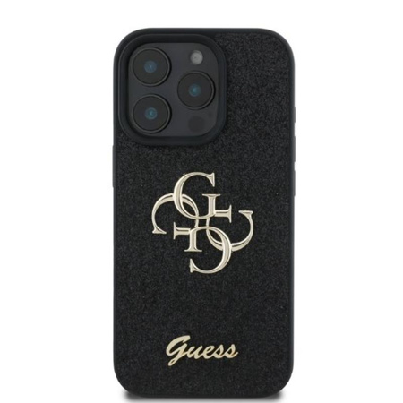 Guess Fixed Glitter Big 4G - Etui iPhone 16 Pro (czarny) (GUHCP16LHG4SGK)