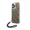 Guess 4G Print Cord - Etui ze smyczką iPhone 14 Pro (brązowy) (GUOHCP14LH4STW)