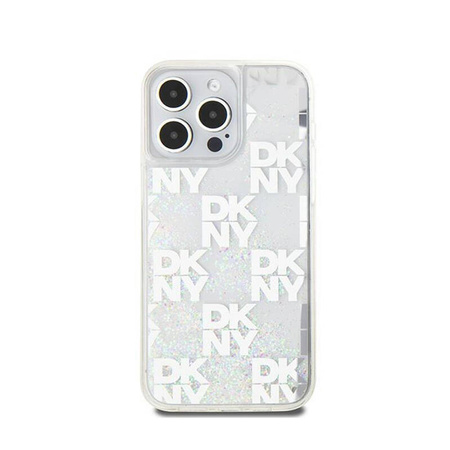DKNY Liquid Glitter Multilogo - Etui iPhone 15 Pro Max (biały) (DKHCP15XLCPEPT)