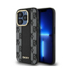 DKNY Leather Checkered Mono Pattern MagSafe - Etui iPhone 15 Pro (czarny) (DKHMP15LPCPVSLK)