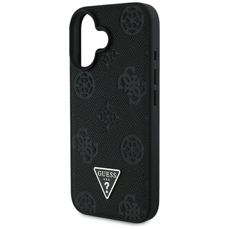 Guess Grained Hot Stamp Peony Triangle Logo MagSafe - Etui do iPhone 16 (czarny) (GUHMP16SPGBTMK)