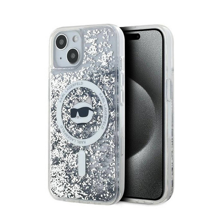 Karl Lagerfeld Liquid Glitter Choupette Head MagSafe - Etui iPhone 15 / 14 / 13 (przezroczysty) (KLHMP15SLGCHSGH)