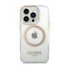 Guess Metal Outline Magsafe - Etui iPhone 14 Pro (przezroczysty / złoty) (GUHMP14LHTRMD)