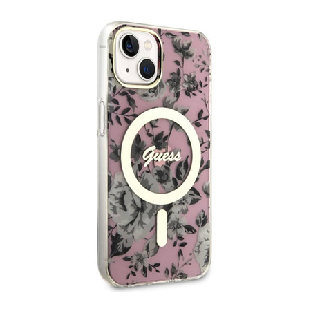 Guess Flower MagSafe - Etui iPhone 14 Plus (Różowy) (GUHMP14MHCFWSP)