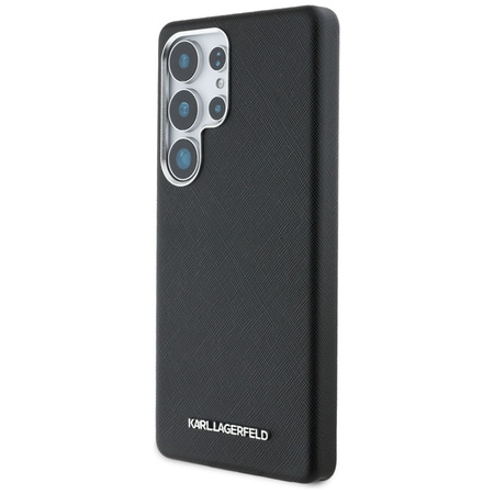 Karl Lagerfeld Saffiano Full Wrapped Elongated Metal Logo MagSafe - Etui do Samsung Galaxy S25 Ultra (czarny) (KLHMS25LPSAFWMCK)