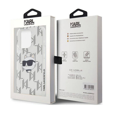 Karl Lagerfeld IML Choupette Head & Monogram - Etui iPhone 15 Pro (przezroczysty) (KLHCP15LHKLPCHT)