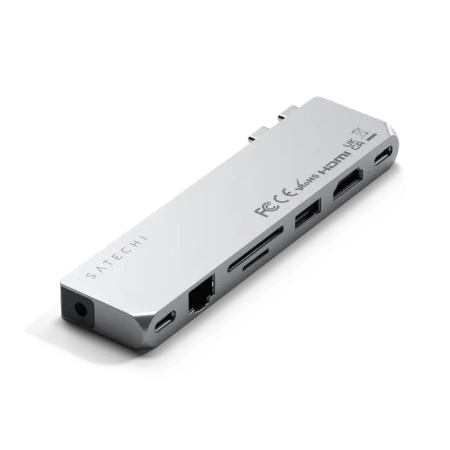 Satechi Pro Hub max - aluminiowy Hub z podwójnym USB-C do MacBooka - srebrny (ST-UCPHMXS)