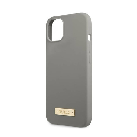 Guess Silicone Logo Plate MagSafe - Etui iPhone 13 (szary) (GUHMP13MSPLG)