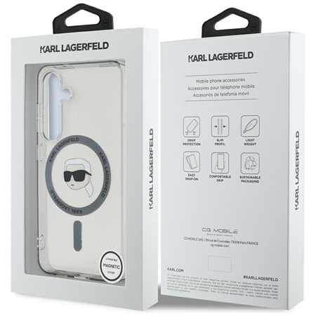 Karl Lagerfeld Button Karl Head Printed Logo MagSafe - Etui Samsung Galaxy S25 (czarny) (KLHMS25SHLSKIK)