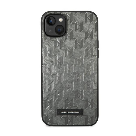 Karl Lagerfeld Saffiano Mono Metal Logo - Etui iPhone 14 (szary) (KLHCP14SSAKLHPG)