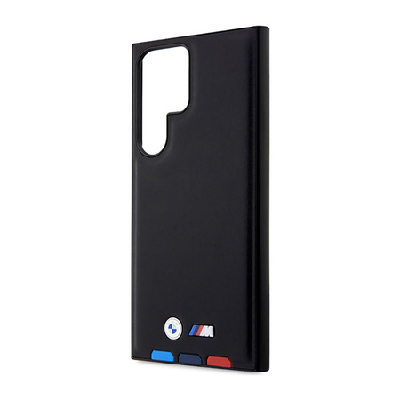 BMW Leather Hot Stamp Tricolor - Etui Samsung Galaxy S23 Ultra (czarny) (BMHCS23L22PTDK)
