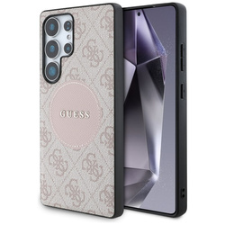 Guess 4G Round Patch Classic Logo MagSafe - Etui do Samsung Galaxy S25 Ultra (różowy) (GUHMS25LP4PGRSGP)