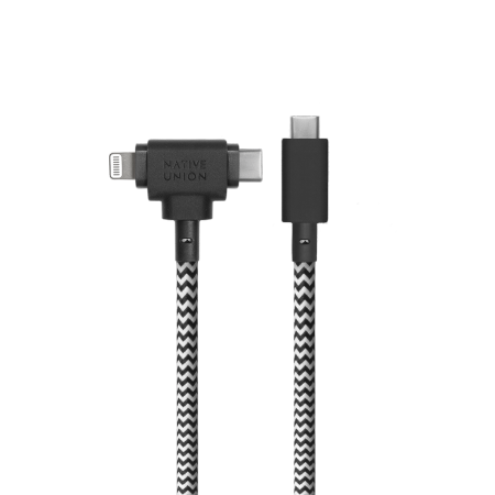 Native Union Belt Cable Duo - kabel USB-C - USB-C / lightning, 1,5 m (zebra) (BELT-CCL-ZEB-NP)