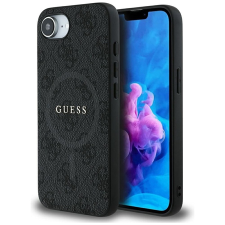 Guess 4G Ring Classic Logo MagSafe - Etui do iPhone 16e (czarny) (GUHMPSE4G4GFRK)