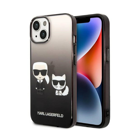 Karl Lagerfeld Gradient Ikonik Karl & Choupette - Etui iPhone 14 Plus (czarny) (KLHCP14MTGKCK)