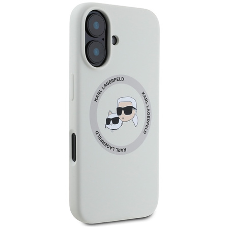 Karl Lagerfeld Silicone Double Heads And Circle MagSafe - Etui do iPhone 16 (beżowy) (KLHMP16SSKCHTCE)