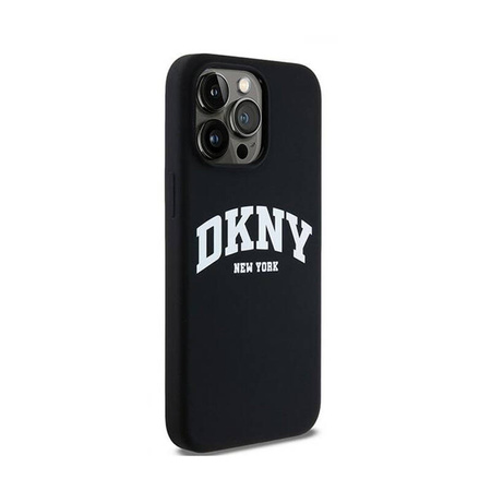 DKNY Liquid Silicone White Printed Logo MagSafe - Etui iPhone 13 Pro Max (czarny) (DKHMP13XSNYACH)