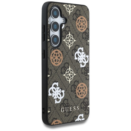 Guess 4G Printed Colored Peony Pattern MagSafe - Etui do Samsung Galaxy S25 (brązowy) (GUHMS25SP4PWPW)