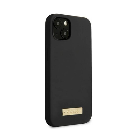 Guess Silicone Logo Plate MagSafe - Etui iPhone 13 (czarny) (GUHMP13MSPLK)