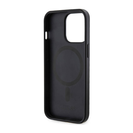 Guess 4G Printed Stripes MagSafe - Etui iPhone 13 Pro (Czarny) (GUHMP13LP4RPSK)