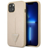 Guess Saffiano Triangle Logo Case - Etui iPhone 14 Plus (beżowy) (GUHCP14MPSATLE)