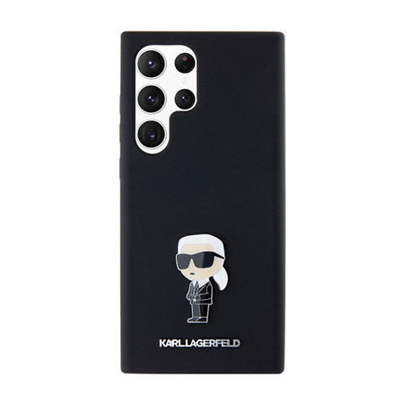 Karl Lagerfeld Silicone Ikonik Metal Pin - Etui Samsung Galaxy S24 Ultra (czarny) (KLHCS24LSMHKNPK)