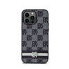 DKNY Leather Checkered Mono Pattern & Printed Stripes - Etui iPhone 14 Pro Max (czarny) (DKHCP14XPCPTSSK)