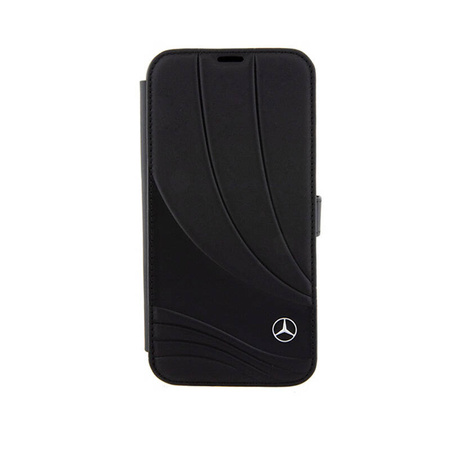 Mercedes Booktype Leather Wave Pattern - Etui iPhone 15 Pro (czarny) (MEBKP15L8ROLK)