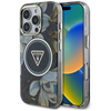 Guess Glitter Flowers Triangle Buttons MagSafe - Etui do iPhone 16 Pro (czarny) (GUHMP16LHFLPEDK)