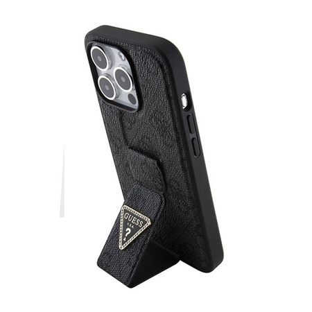 Guess Grip Stand 4G Triangle Strass Logo - Etui iPhone 15 Pro Max (czarny) (GUHCP15XPGS4TDK)