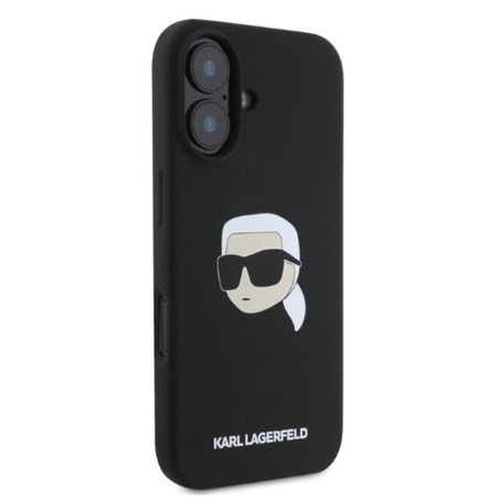Karl Lagerfeld Silicone Karl Head Print MagSafe - Etui iPhone 16 (czarny) (KLHMP16SSKHPPLK)