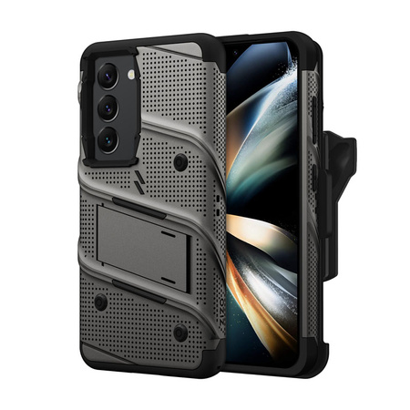 ZIZO BOLT Series - Pancerne etui Samsung Galaxy S23 ze szkłem 9H na ekran + uchwyt z podstawką (szary) (BOLT-SAMGS23-MGRBK)
