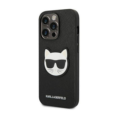 Karl Lagerfeld Saffiano Choupette Head Patch Case - Etui iPhone 14 Pro Max (czarny) (KLHCP14XSAPCHK)