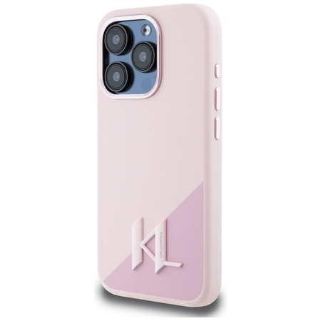 Karl Lagerfeld Silicone Shadow Metal Initial MagSafe - Etui do iPhone 15 Pro Max (różowy) (KLHMP15XSCMKMPCP)