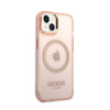Guess Gold Outline Translucent MagSafe - Etui iPhone 14 Plus (różowy) (GUHMP14MHTCMP)