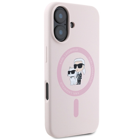 Karl Lagerfeld Silicone Karl & Choupette Ring MagSafe - Etui iPhone 16 Plus (różowy) (KLHMP16MSCMKCRHP)