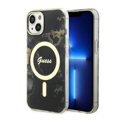Guess Golden Marble MagSafe - Etui iPhone 14 (Czarny) (GUHMP14SHTMRSK)