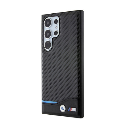 BMW Leather Carbon Blue Line - Etui Samsung Galaxy S24 Ultra (czarny) (BMHCS24L22NBCK)