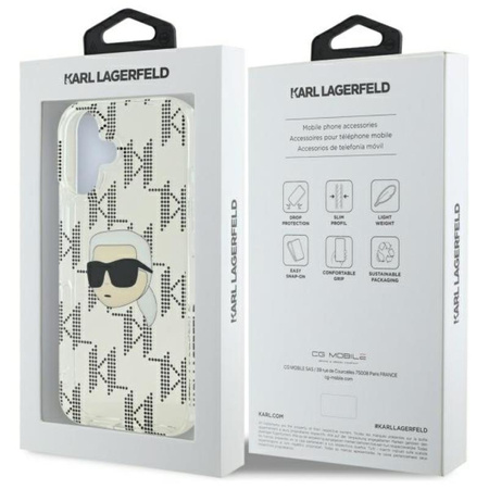 Karl Lagerfeld IML Karl Head Electroplated - Etui iPhone 16 (przezroczysty) (KLHCP16SHKLPKHT)