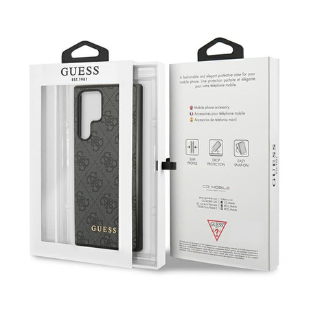 Guess 4G Metal Gold Logo - Etui Samsung Galaxy S24 Ultra (czarny) (GUHCS24LG4GFGR)