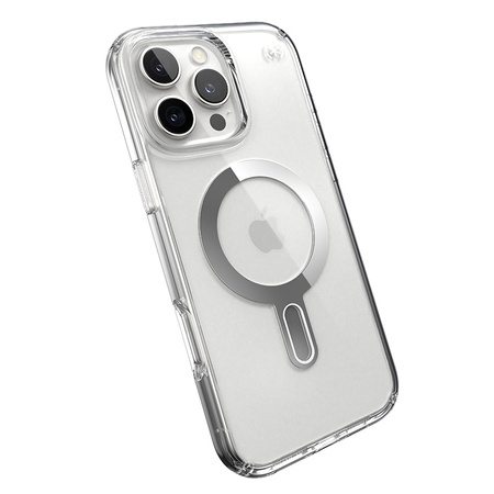 Speck Presidio Perfect-Clear ClickLock & MagSafe - Etui iPhone 16 Pro Max (Clear / Chrome Finish / Serene Silver) (150727-3199)
