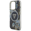 Guess Glitter Flowers Triangle Buttons MagSafe - Etui do iPhone 16 Pro (czarny) (GUHMP16LHFLPEDK)