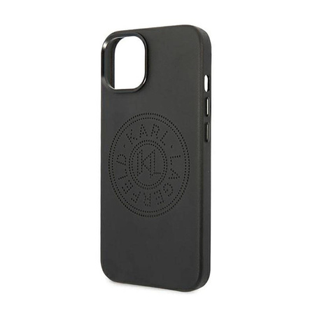 Karl Lagerfeld Leather Perforated Logo Case - Etui iPhone 14 Plus (czarny) (KLHCP14MFWHK)