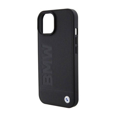 BMW Leather Hot Stamp - Etui iPhone 15 Plus (czarny) (BMHCP15MSLLBK)