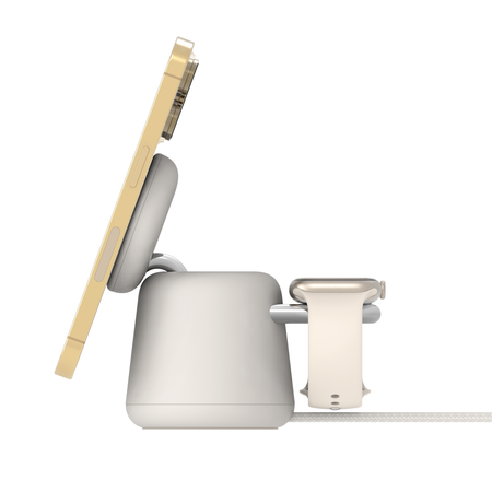 Belkin Ładowarka 3w1, magnetyczna Qi2 15W, do iPhone, AppleWatch, AirPods, kremowa (WIZ027VFH37)
