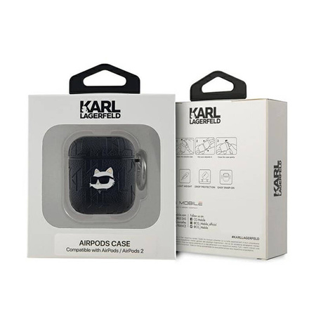 Karl Lagerfeld Monogram Choupette Head - Etui AirPods 1/2 gen (czarny) (KLA2PGCHPK)