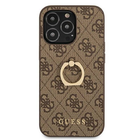 Guess 4G Ring Case - Etui iPhone 13 Pro (brązowy) (GUHCP13L4GMRBR)