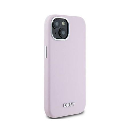 DKNY Liquid Silicone Small Metal Logo MagSafe - Etui iPhone 15 / 14 / 13 (różowy) (DKHMP15SSMCHLP)