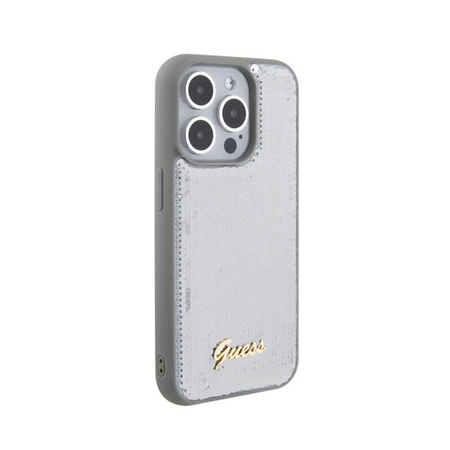 Guess Sequin Script Metal - Etui iPhone 15 Pro (srebrny) (GUHCP15LPSFDGSS)